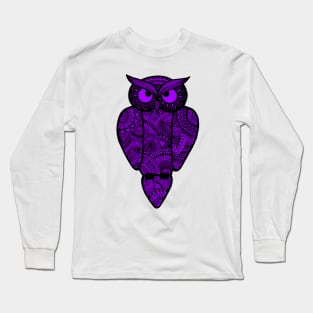 Purple Zentangle Owl Long Sleeve T-Shirt